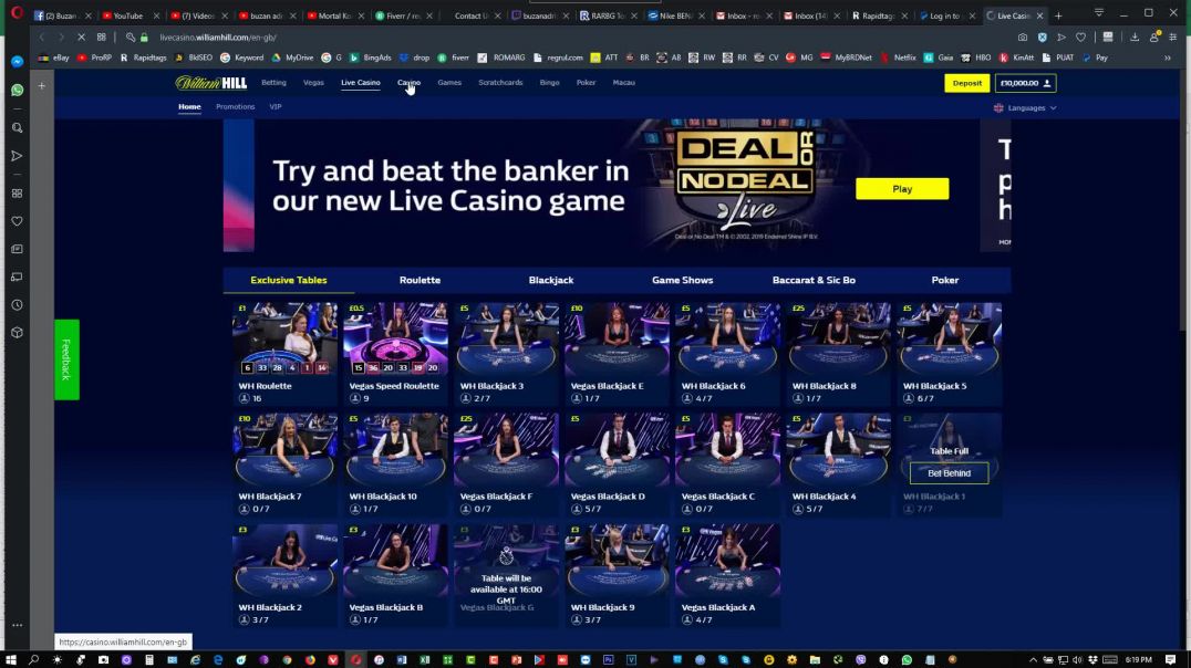 Roulette RNG - WILLIAM HILL CASINO - VIP SESSION 1 - FROM 10000£ to 13253£