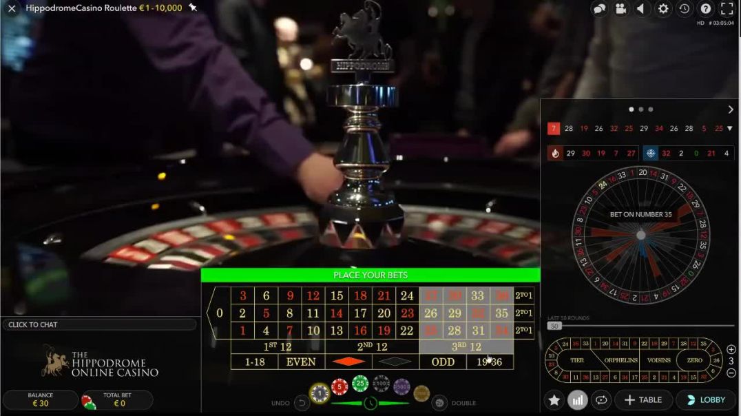 30€ VS Hippodrome Casino Roulette(0)