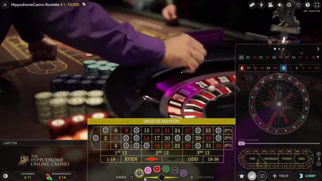25€ vs Hippodrome Online Live Casino Roulette, over 700€ Profit