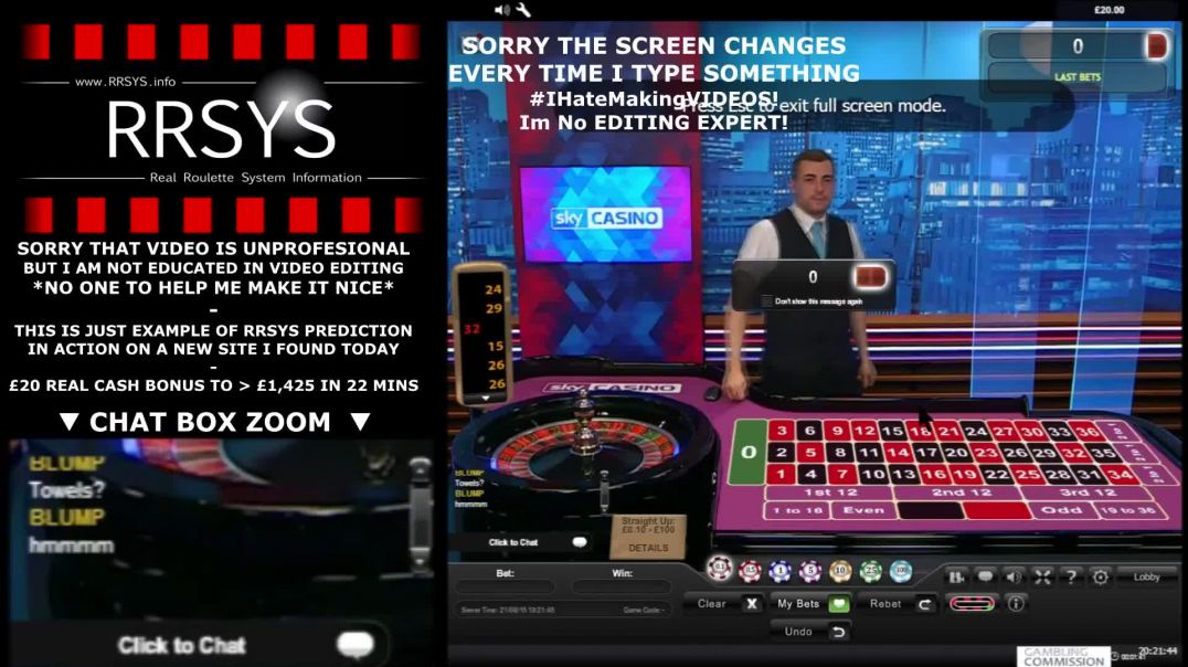 ▀ RRSYS Roulette Prediction £20 Bonus to £1425 REAL Cash in 20 mins - Sky Casino Live Roulette RRSYS
