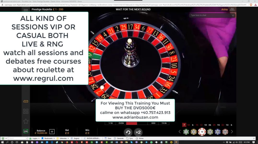 2.Paddy Power Casino LIVE Immersive Roulette Session from 10000pounds to 13200pounds