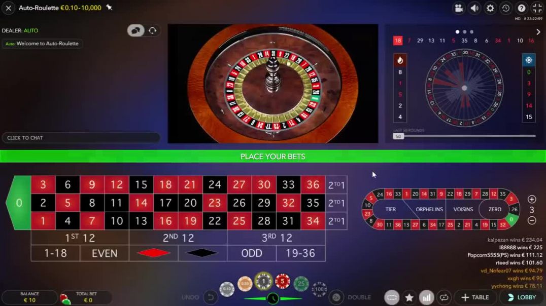 FROM 10€ TO 2627€ AT LIVE AUTO ROULETTE 250X