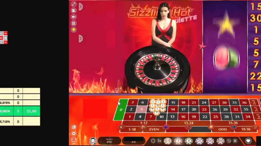 Sizzling Hot Roulette Live Win 647€ Real Cash Money Probability Prediction Software Bet 4 Numbers