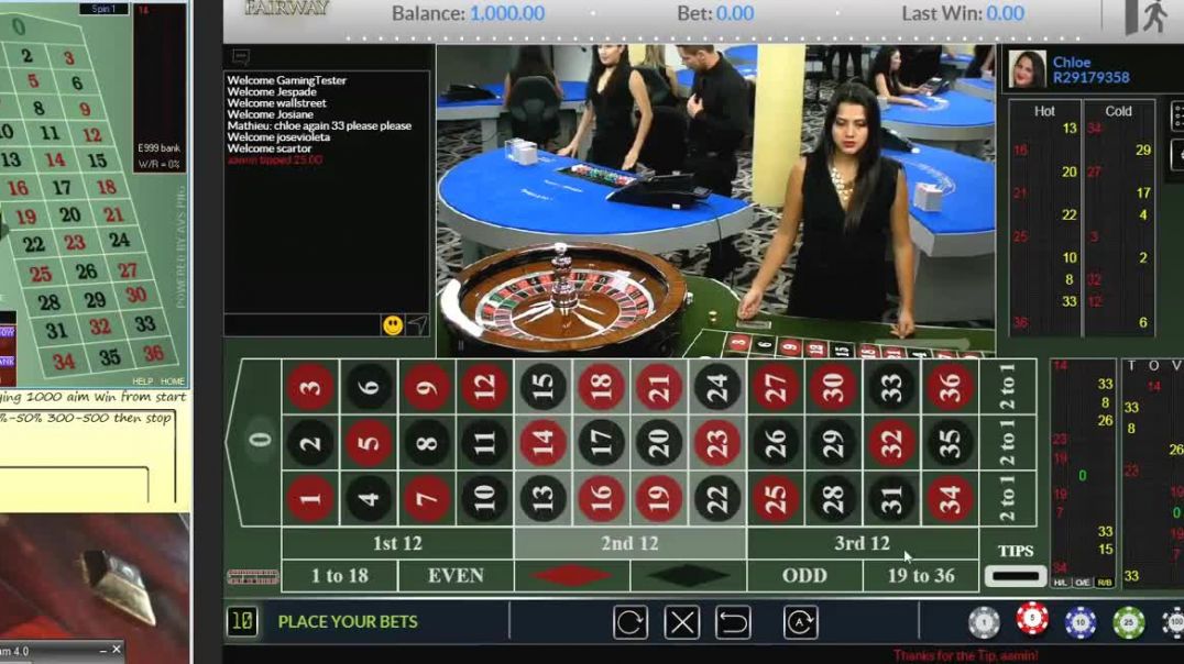 Roulette LIVE Win 618.00  REAL playing 1000 aim win from start sum30%-50% 300-500 then stop session