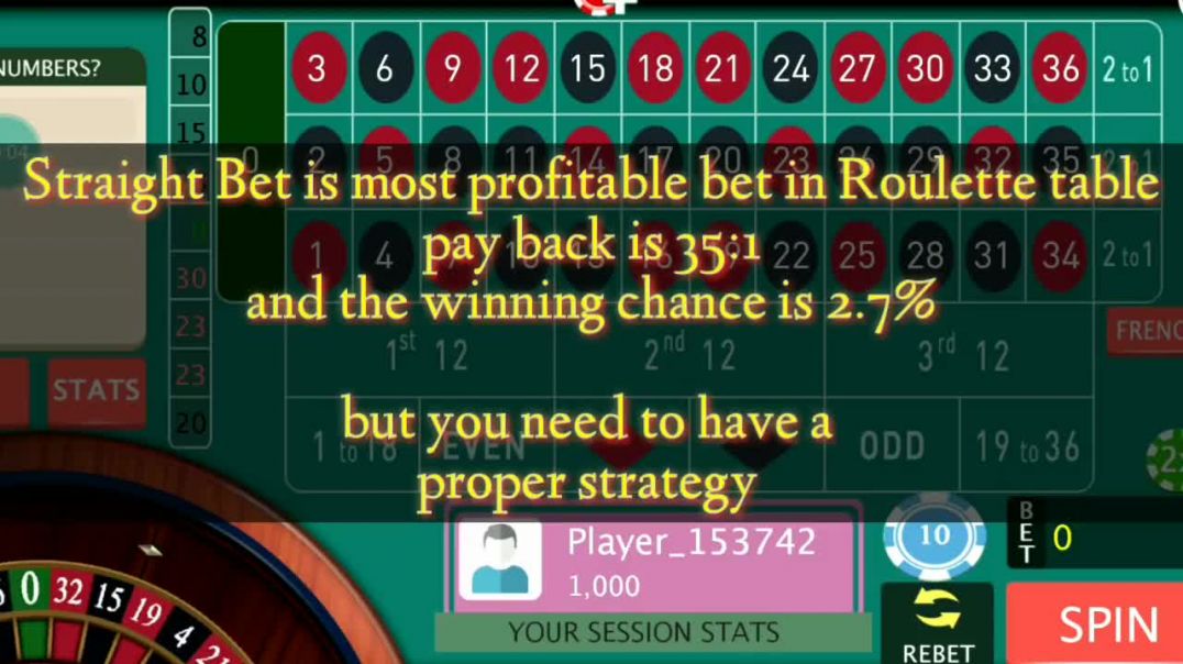 Straight bets  Sure profit Roulette winning trick  online casino games