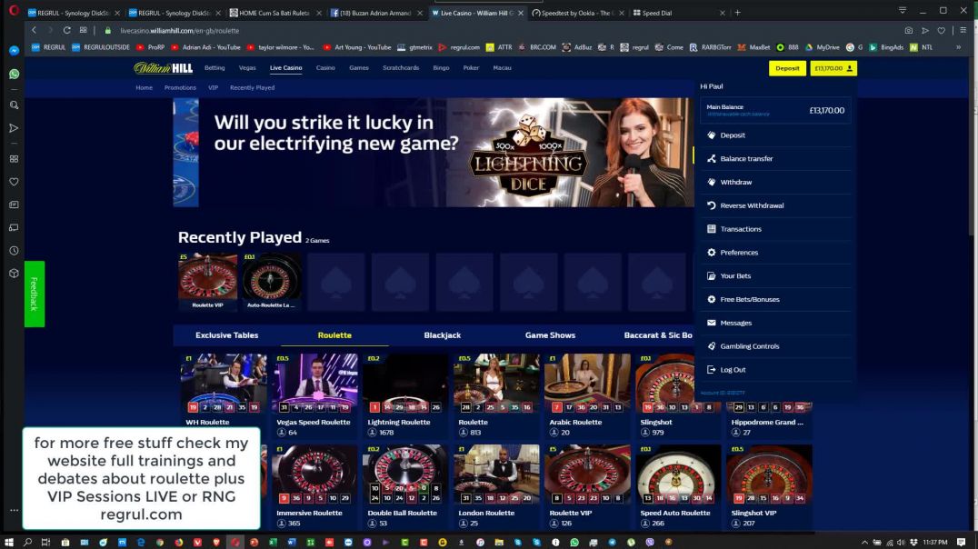 William Hill Casino VIP Immersive LIVE Session from 10000pounds to 13170pounds