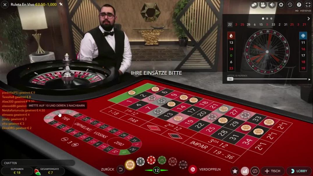 From 25€ to 500€ at Live Roulette in 15 minutes