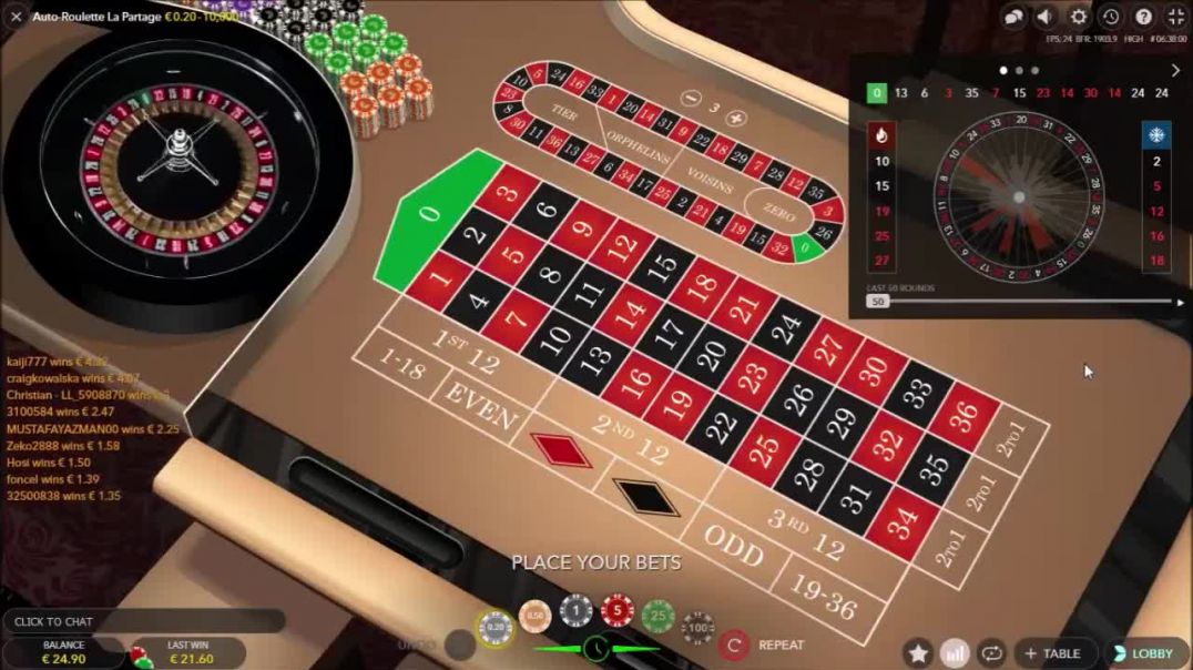 from 5€ to 580€ at roulette