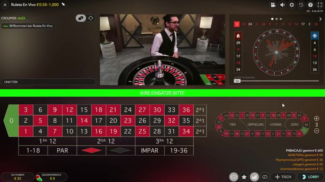 Going Up and Down on Live Roulette