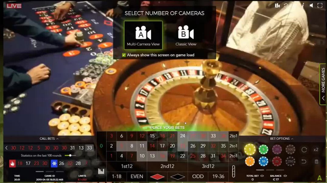 17€ VS Live Roulette FoxWoods USA Authentic Games