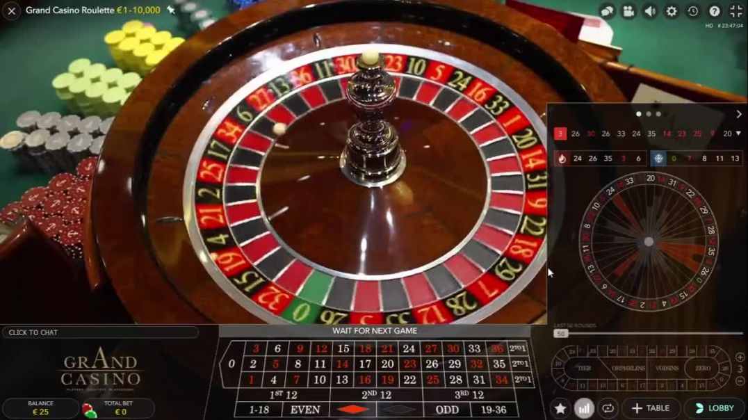 25€ Vs Grand Casino Roulette Live from Bucharest 670€ Profit