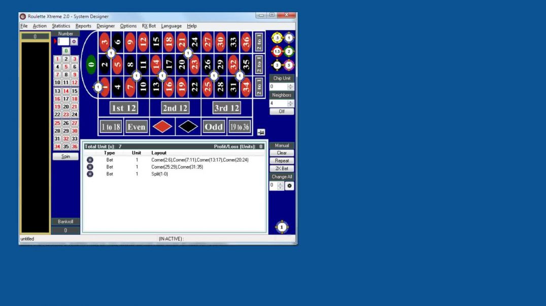 Roulette Systems - Corner Bets - Wheel Quads System